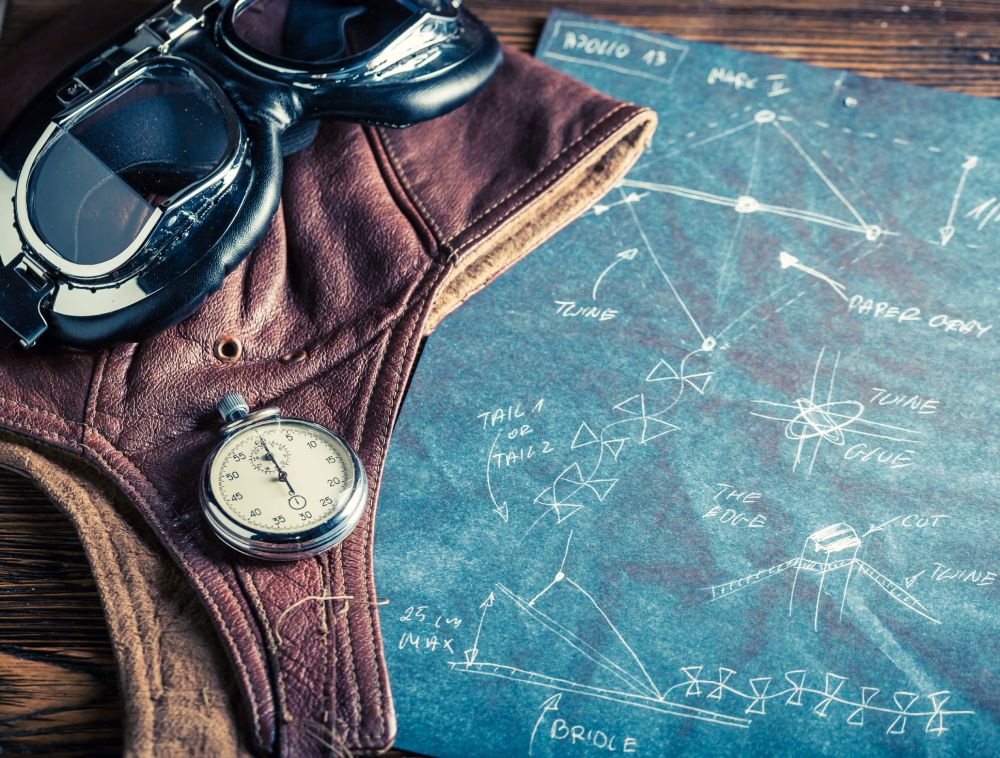 Aviator glasses and compass